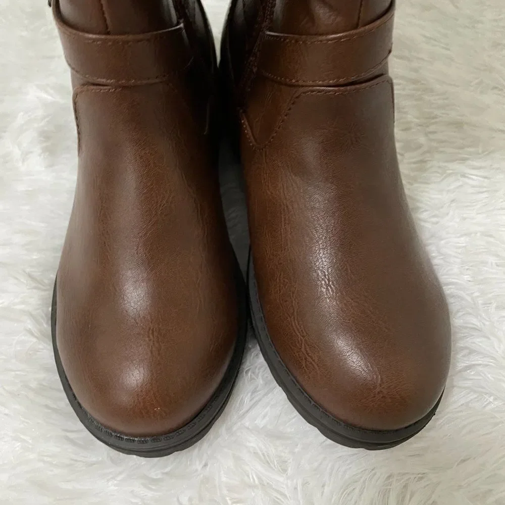 Unr8ed Toddlers Faux Leather Mid Calf Winter Boots Brown Size 3M Winter Casual